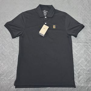 Nike Men's DRI-FIT Tennis Court Heritage "The Nike Polo" Black M DA4379-010 NEW